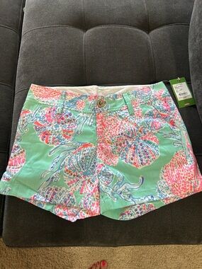Lilly Pulitzer Mint Multi Seashell Shorts Size 0